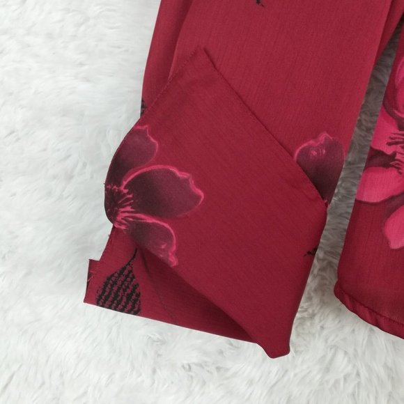 Vintage Fred David Womens Shirt Button Down Red Floral Long Sleeve L - Picture 7 of 11